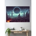 thumbnail image 2 of Dark Sun - Cyberpunk, Sci-Fi, Dystopian Cityscape Poster Wall Art, Modern Wall Decor, 12x18 UNFRAMED, 2 of 3
