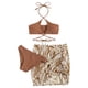 thumbnail image 1 of Gibobby Conjunto de bikini sexy Traje de baño de bikini de corte con cuello en V sexy de 3 piezas para mujer Traje de baño de triángulo de playa(Caqui,XL), 1 of 5