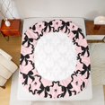 thumbnail image 5 of Manfei Pink Black Kawaii Bow Twin Sheet Sets, Cute Cartoon Ribbon Twin Fitted Sheet, Teens Kids Girls Women Flat Sheet, Lightweight Room Decor, 3pcs, 5 of 7