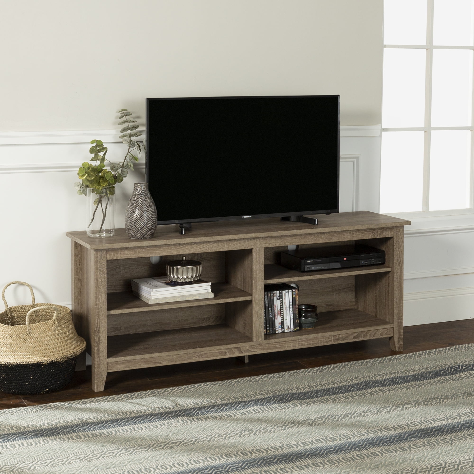 Manor Park Wood Media Storage TV Stand for TVs up to 65", Driftwood