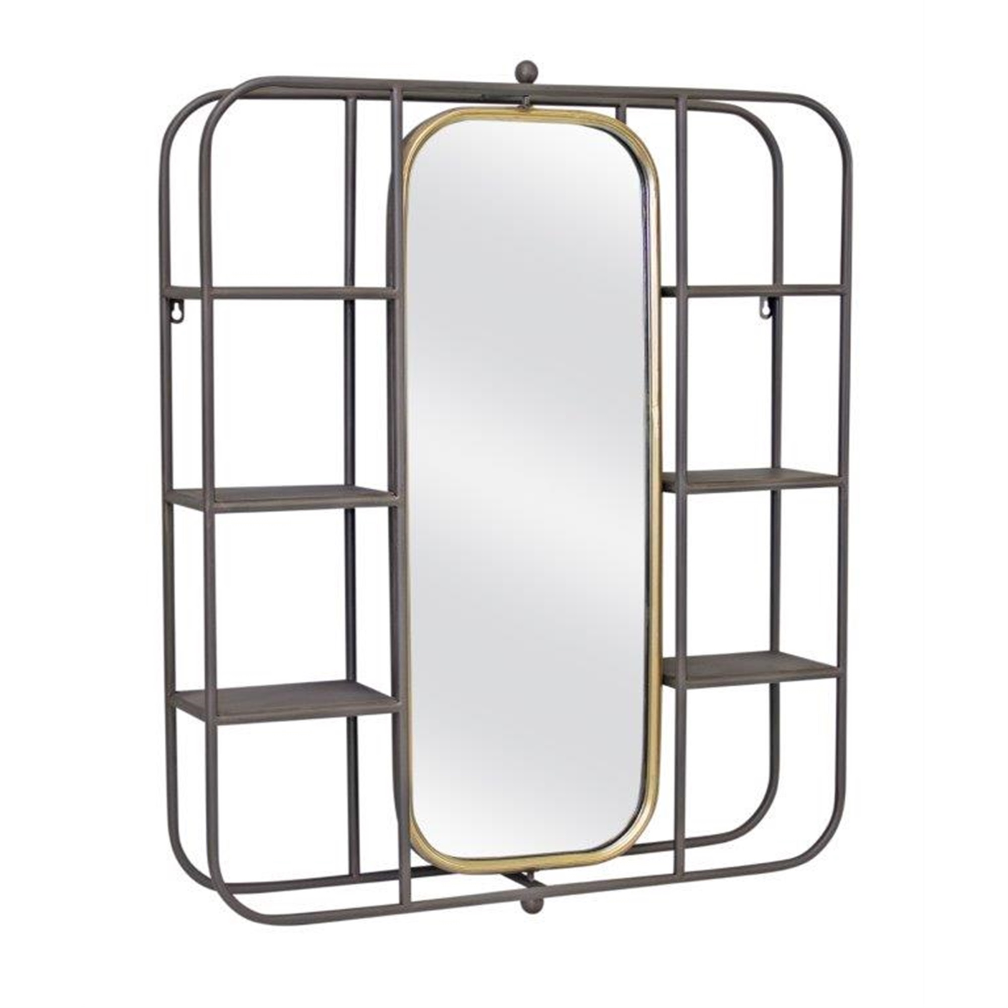 Wall Mirror with Shelves 27.5"L x 33.5"H Iron/Glass