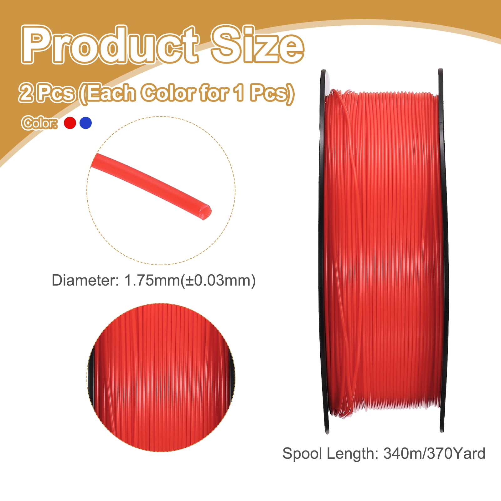 3D Printer Filament High Precision Superior Toughness Glossy Filament Metal Silver for Printers Red,Blue