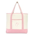 thumbnail image 2 of DALIX Women's Cotton Canvas Tote Bag Large Shoulder Bags Pink Monogram O, 2 of 8