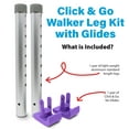 thumbnail image 2 of KIT: Click & Go Walker Ski Glides for Round Tubes with New Aluminum Legs, Purple, 2 of 6