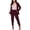 Wine Red, variant on Women‘s 2 Piece Pant Suit Set for Office, Deep V-Neck Long Sleeve Blazer & Matching Pants, Professional Business Attire