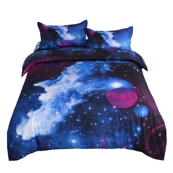 4-Piece 3D Galaxy Duvet Cover Bedding Set with Pillowcase Blue Sky Twin