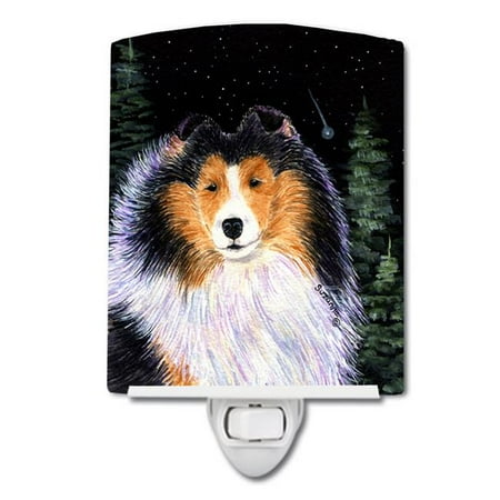 

Starry Night Collie Ceramic Night Light