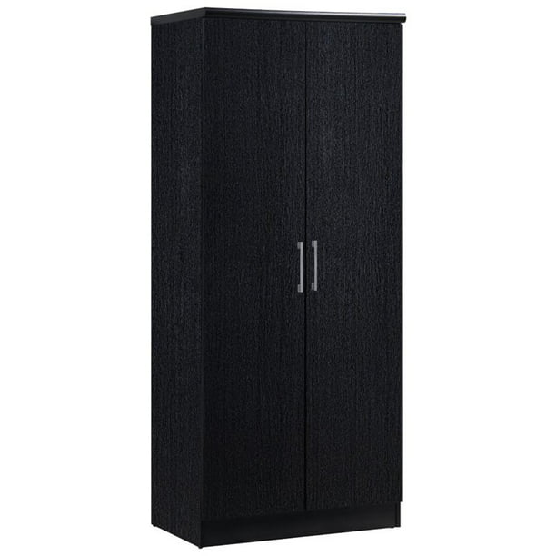 Hodedah 2 Door Wooded Armoire With 4, Black Armoire Closet