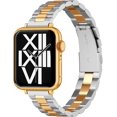 thumbnail image 1 of ARTCHE Slim Metal Bands Compatible with Apple Watch Band Series 8/7 41mm,Series SE 6/5/4 40mm, Series 3/2 /1 38mm, Thin Stainless Steel Chain Strap for Women iWatch Band, Silver & Rose Gold, 1 of 5