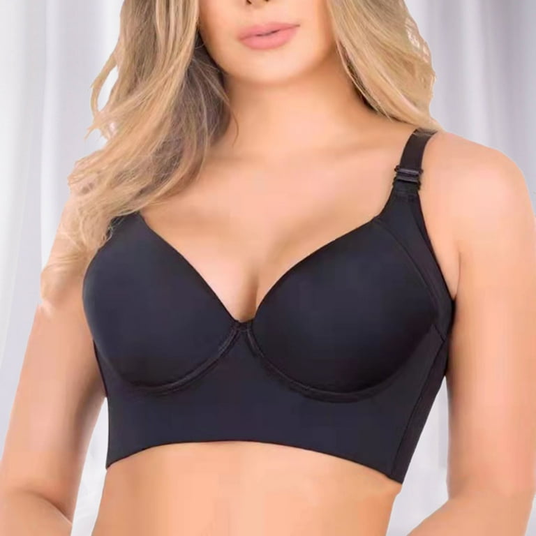 Biplut Lady Bra Solid Color Padded Correct Your Posture Uplift Bra Widened  Strap Adjustable Straps Full Back Coverage Push Up Comfortable Women Bras  Daily Wear Clothes 