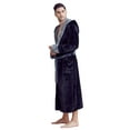 thumbnail image 3 of TOWELNROBE - Men’s Hooded Shower Robe - Polyester Full-Length Warm Kimono - Luxury & Comfort(BLK-Small-Medium), 3 of 6