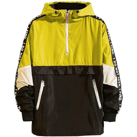 Men S Pullover Windbreaker Hooded Lightweight Casual Drawstring Zip Jackets Walmart Canada