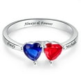 thumbnail image 4 of 925 Sterling Silver Promise Rings Heart Cut Created Sapphire and Ruby Engraved Family Anniversary Rings, 4 of 5