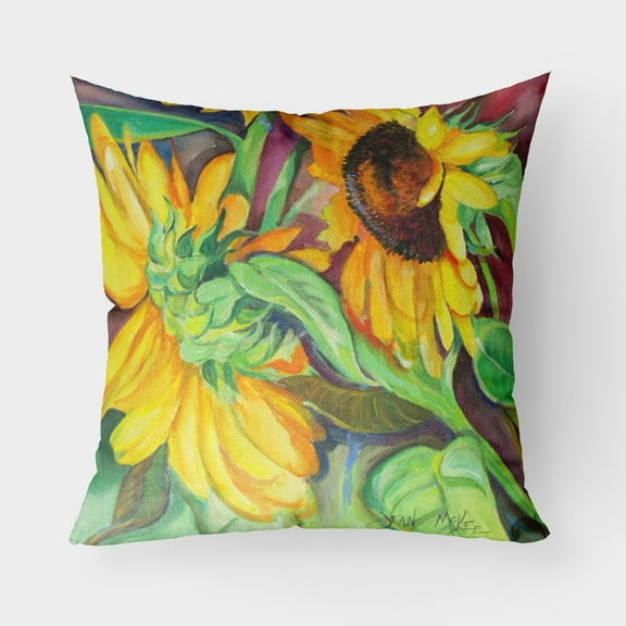 Carolines Treasures JMK1267PW1818 Sunflowers Canvas Fabric Decorative Pillow 18H x18W multicolor