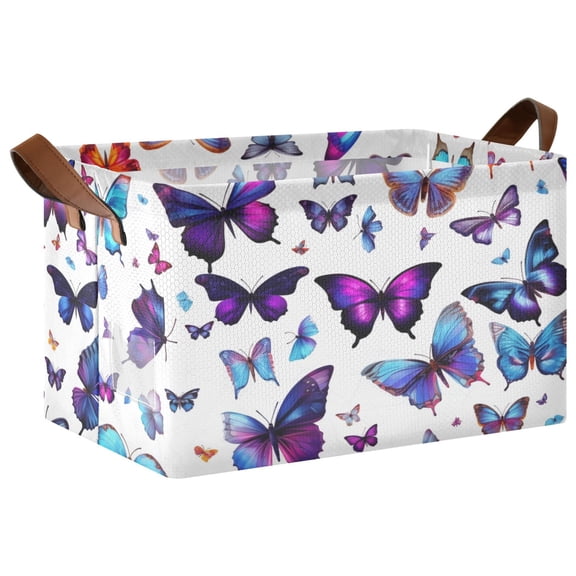 Ryvnso Butterfly Storage Bins Large Basket Foldable Cube Toys Organizer with Handles 1 PC