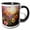 Black/White, variant on 3drose, Pretty Sunset Image of Stained Glass Flower Meadow Background, 11oz Mug