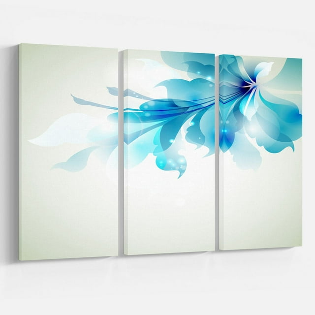Design Art Tender Blue Abstract Flowers Canvas Print