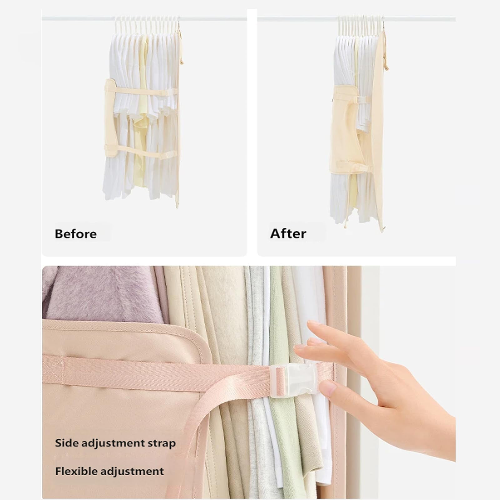 Hanging Space-Saver Closet Compressor, Garment Storage Bags, Wardrobe Storage Dress Covers Garment Bags, With Metal Hook, For Coats, Jackets, T-Shirt(Pink-2PC)