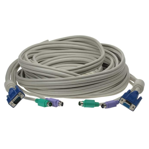 SF Cable 3in1 HD15 VGA M/F + PS/2 KVM Extension Cable, 15 feet