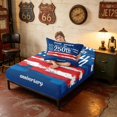 thumbnail image 4 of Manfei Watercolor US Flag Twin Sheets, 250th Anniversary Bedding, Blue Red White, Navy Reversible 3-Piece (1 Flat Sheet, 1 Fitted Sheet and 1 Pillowcase), 4 of 6