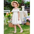 thumbnail image 2 of Oudiya Toddler Girl Tulle Dress Off Shoulder Sequin Summer Dresses Flutter Formal Birthday Party Princess Dress for Kids 1-6Y, 2 of 8