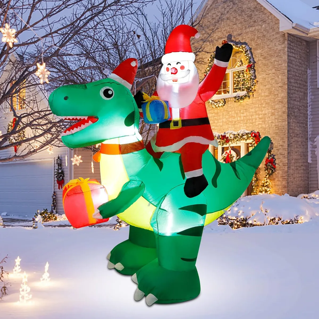 2.1 M De Paseo Inflable Navideño De Papá Noel En Dinosaurio Xtellar rojo