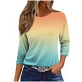 thumbnail image 2 of BVOFAR T-Shirts à Blocs de Couleur Dégradés pour Femmes, Tuniques Amples et Confortables, Manches 3/4, Col Rond, Tendance 2025, 2 of 4