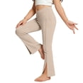 thumbnail image 2 of Yeaiivve Kids Girls Workout Pants With Side Pockets Tummy Control Crossover Split Hem Pants Comfort Slimming Fit Yoga Leggings, 2 of 6