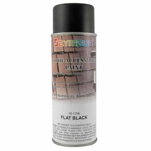 Seymour of Sycamore 16-1706 16 oz Roof Accessory Paint, Flat Black - Pack of 12