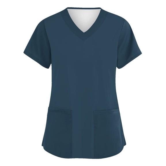Scrub Top for Women, Pocket V-Neck Scrub Tops Women Workwear, Premium 4-Way Stretchy Medical Top L Polyester