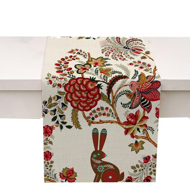 Easter Egg Bunny Table Runner Kitchen Table Decoration Table Cloth Pad Coffee Table Cloth Holiday Banquet Living Room Table Cloth (5)
