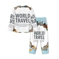 thumbnail image 2 of Disketp Pajamas Set Long Sleeve Sleepwear Womens Button Down Nightwear Pj Sets-World Travel, 2 of 9