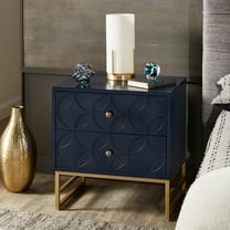 Weston Home Shiloh Arched Diamond Gold Metal End Table, Blue