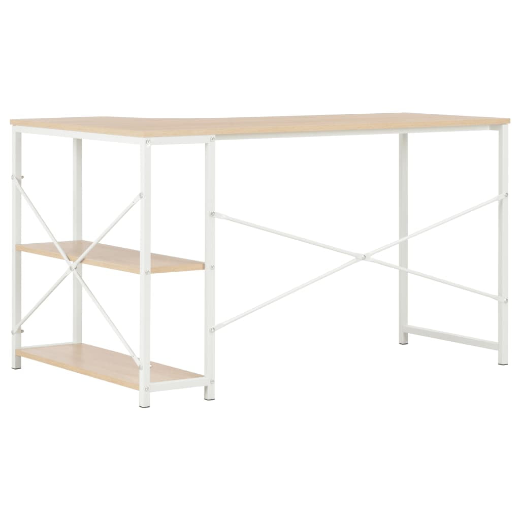 Writing Desk with 2 Shelves, Modern Computer Desk for Home Office, Black+Oak