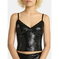 thumbnail image 4 of No Boundaries Sequin Mesh Tank Top and Lace Mini Skirt Set, 2-Piece, Women's, 4 of 5