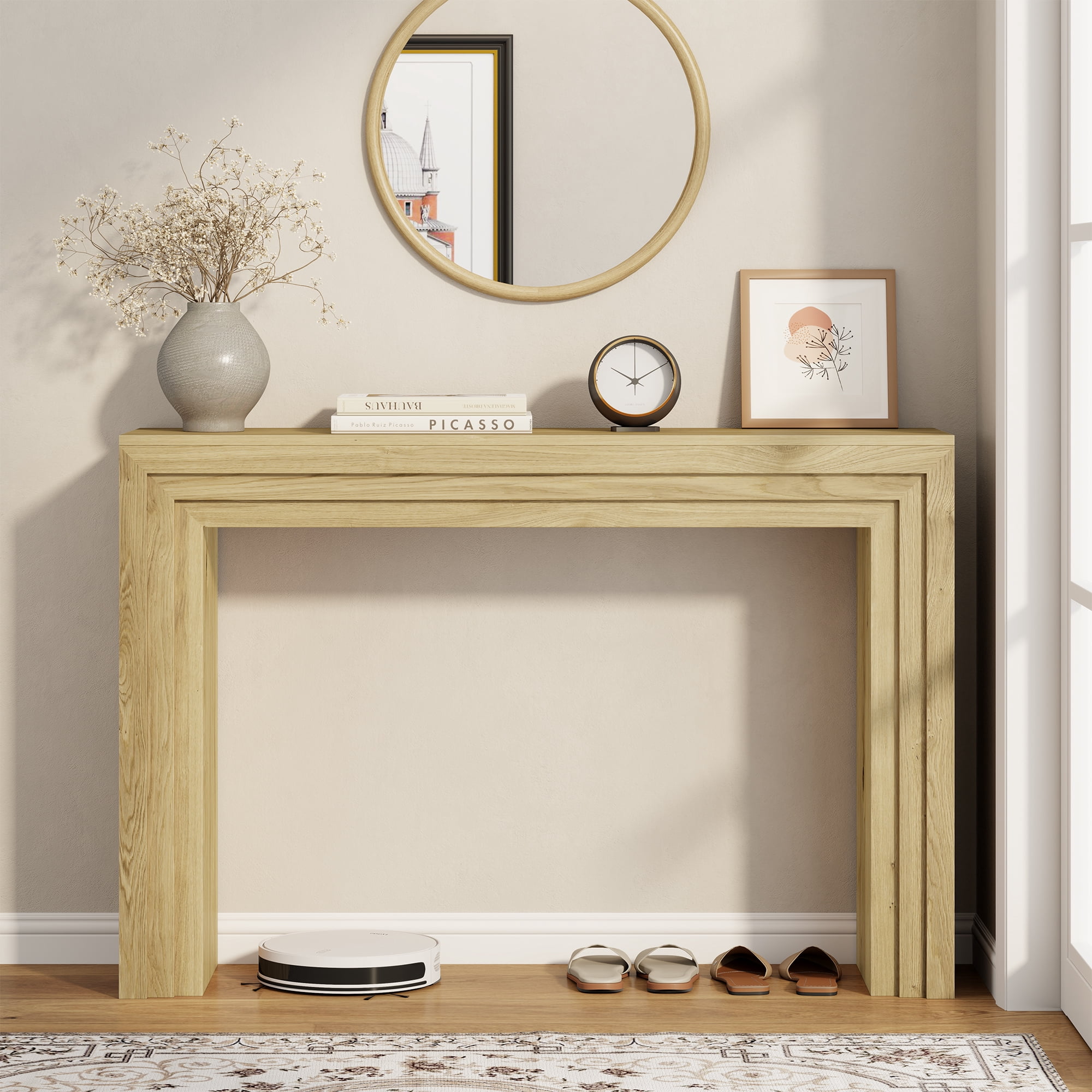Laintene Oak Entryway Table, 43" farmhouse Console Table for Living Room, Narrow Sofa Table Behind the Couch, Accent Table for Hallway, Foyer, Entrance