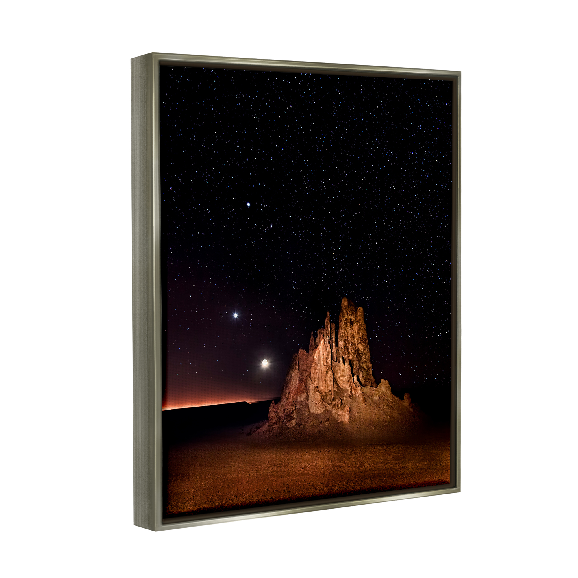 Stupell Industries Starry Night Sky Photography Nature Photography Gray Floater Framed Art Print Wall Art, 17 x 21