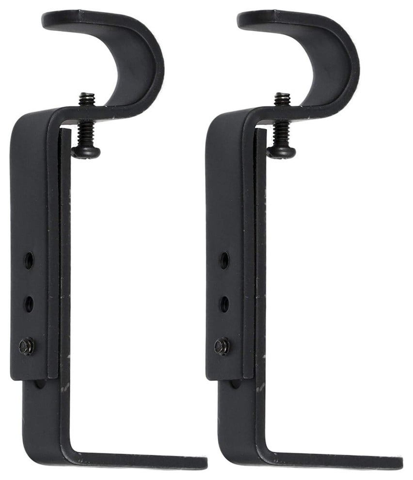 Urbanest Curtain Rod Bracket, Adjustable, Fits 3/4" Rods, Black, Set of