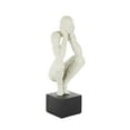 thumbnail image 6 of 6" x 16" Cream Polystone Crouching People Sculpture with Black Square Base, by DecMode, 6 of 9