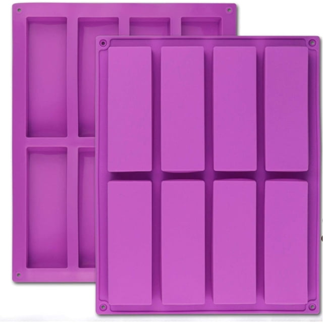 (2 piezas de 8 cavidades rectángulo grande barra de granola molde de silicona/nutrición/barra de cereales moldes para hacer barras energéticas para chocolate trufas pan pan de maíz pudín man