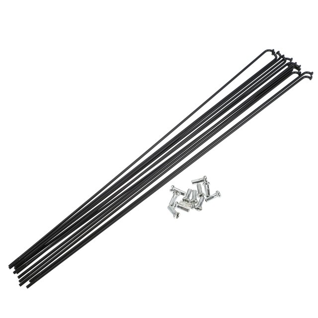 Unique Bargains 12 radios 14G J Bend 286 mm x 2 mm con cabecillas para bicicleta acero negro
