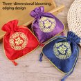 thumbnail image 4 of Drawstrings Bag Fu Word Embroidered Multipurpose Elegant Service Life Reusable Household Gift Bags Jewellery Folding Artsy Pouches Wedding Household Rose red, 4 of 9