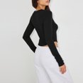 thumbnail image 5 of Blusa Mangas Largas Top con cuello en V profundo, parte superior con botones, camisa básica informal ajustada para mujer Ygjytge Negro T L para Mujer, 5 of 5
