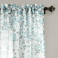 thumbnail image 2 of Lush Decor Weeping Flower Sheer Rod Pocket Window Panel, 84" x 38" + 2" Header, Turquoise/Tangerine, Pair, 2 of 11