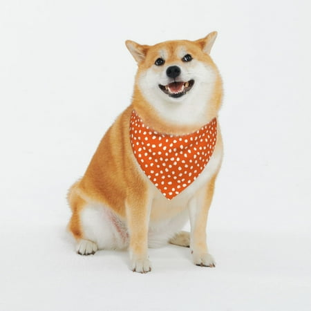 Daiia Dots On Orange Background Print Pet Scarf Adjustable Pet Bandana Reflective Dog Bandana with Buckle Durable Pet Accessory Fashionable Pet Neckwear-XX-Large