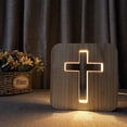 thumbnail image 2 of Lámpara de madera con cruz de Jesús, novedad, luz nocturna, lámpara de ilusión 3D para niños, lámpara de decoración para niños, alimentación USB, decoración de dormitorio, Navidad, vacaciones, regalo JAMW Sencillez, 2 of 5