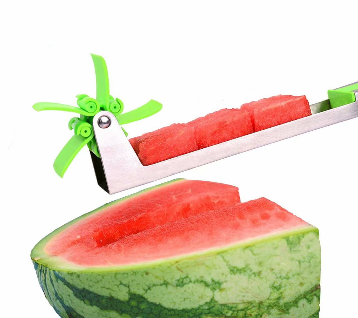 Watermelon slicer cutter Windmill Auto Stainless Steel Melon Cuber Knife  Corer Fruit Vegetable Tools Kitchen Gadgets (Green) - Walmart.com