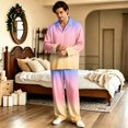 thumbnail image 5 of Dwelliawo Mens Pajamas Set Button Down 2 Piece Pjs Set Long Sleeve Sleepwear Orange 3xL, 5 of 5
