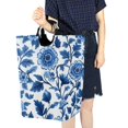 thumbnail image 4 of Yayeee Freestanding Laundry Hamper with Handle Collapsible Large Storage Basket for Clothes, Blue Floral Pattern, 4 of 7