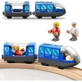 thumbnail image 1 of Locomotive à Batterie - Ensemble de Trains Compatible avec les Trains Thomas, Brio, Chuggington et les Voies Ferrées en Bois (Non Inclus) - Bleu, 1 of 5